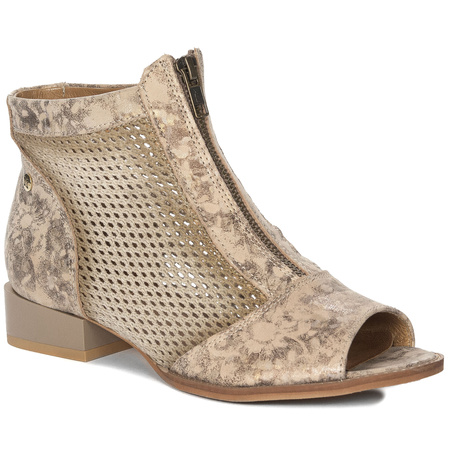 Maciejka Women's Leather Beige and Gold Boots