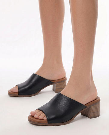 Maciejka Leather Elegant Block Heel Mules Black E7395-01/00-1