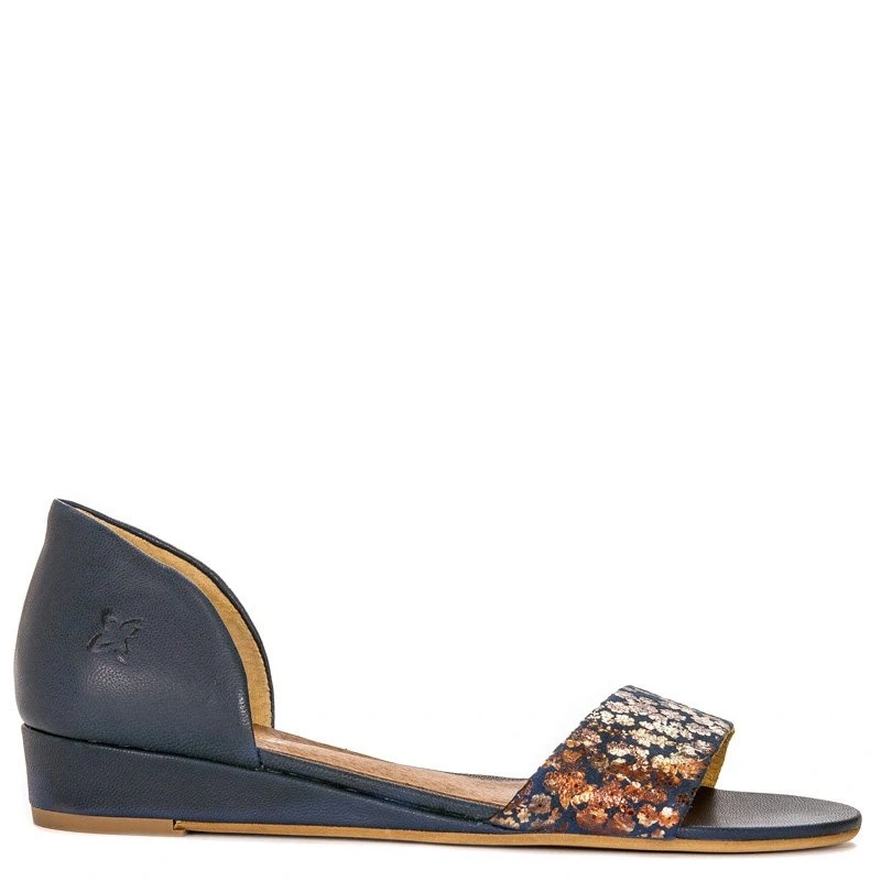 Maciejka Leather Closed-Heel Sandals On Low Wedge Navy-Multicolour 01971-50/00-5