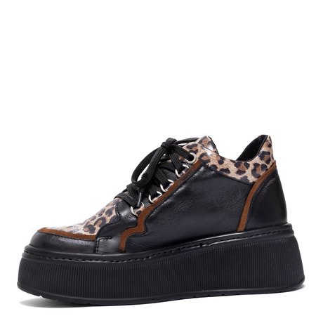 Maciejka Premium Leather Platform Sneakers With Insulation Black 07078-01/00-8