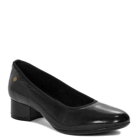 Maciejka Leather Patent Pumps Low Block Heel Black P7224-01/00-7