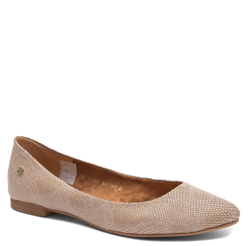 Maciejka Leather Ballet Flats Gold Snake Print 4100W-17/00-8