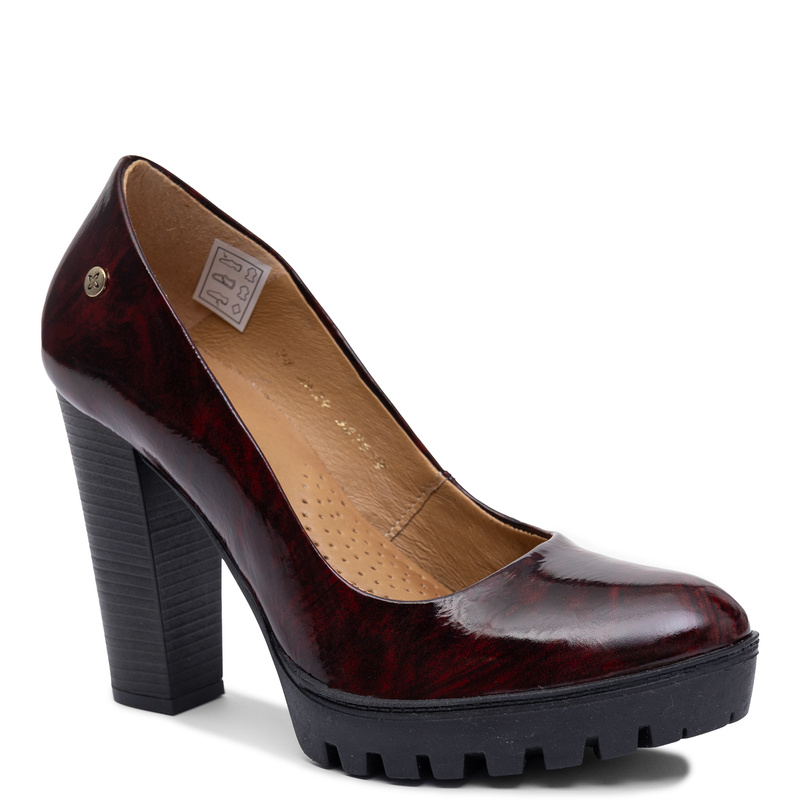 Maciejka Premium Leather Platform Block Heel Pumps Red 2629W-14/00-1