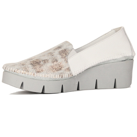 Maciejka White&Silver Leather Flat Shoes 5814A-13/00-1