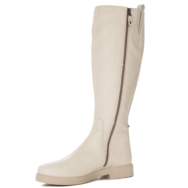 Maciejka Light Beige leather Knee-High Boots