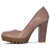Maciejka Leather Pumps Platform Block Heel Pink Nude 02629-28/00-1