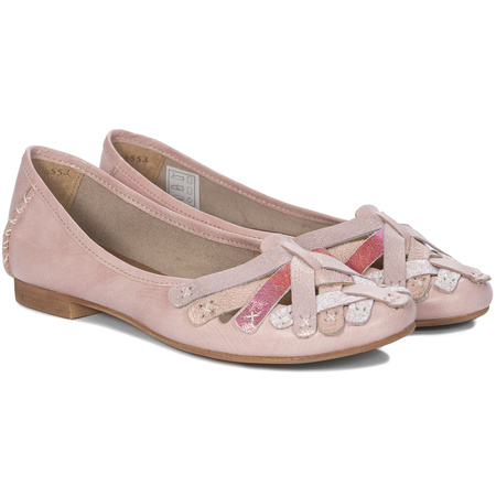 Maciejka Leather Ballet Flats Interlaced Hand-Stitched Pink 01358-51/00-0