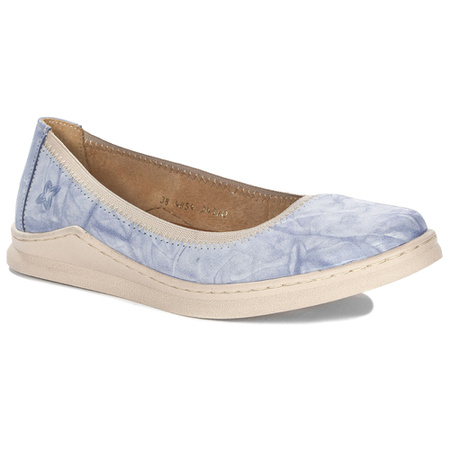 Maciejka Baleriny Skórzane Damskie Niebieski