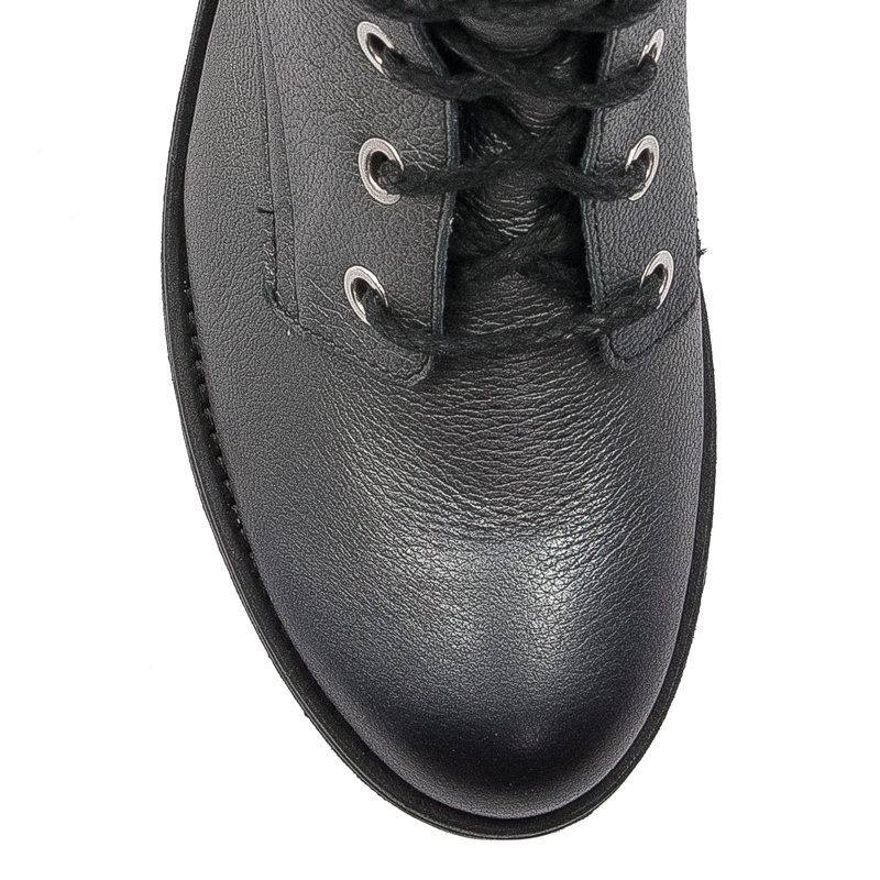 Maciejka Premium Leather Lace-Up Block Heel Boots Graphite 3750S-20/00-3