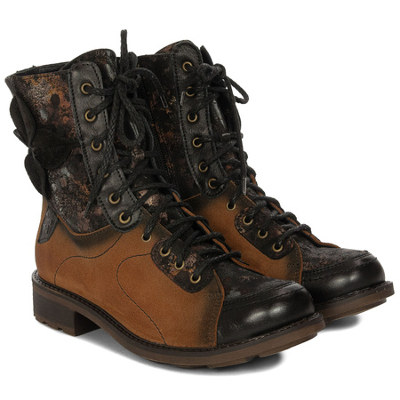 Maciejka Craftsmanship Suede Lace-Up Side-Zip Rust Black 07004-29/00-8