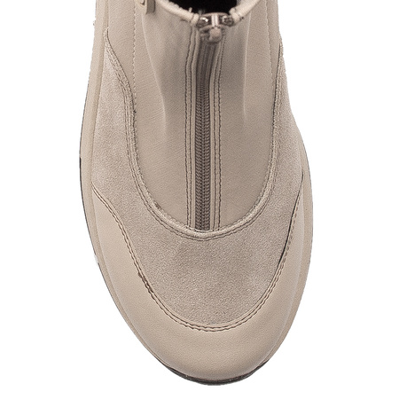 Maciejka Craftsmanship Leather-Textile Ankle Boots Front-Zip Light Beige 06297-22/00-8
