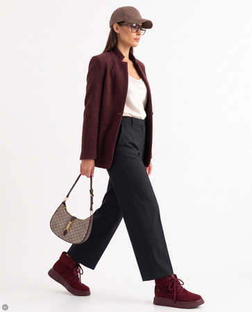 Maciejka Burgundy Suede Platform Ankle Boots with Decorative Strap K7755-08/00-7