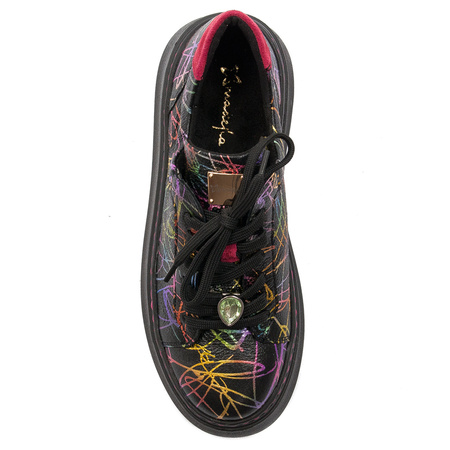Woman's Sneakers black and multicolor Leather 