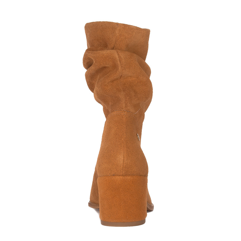Maciejka Suede Slouch Ankle Boots Block Heel Cognac Brown 06005-29/00-6
