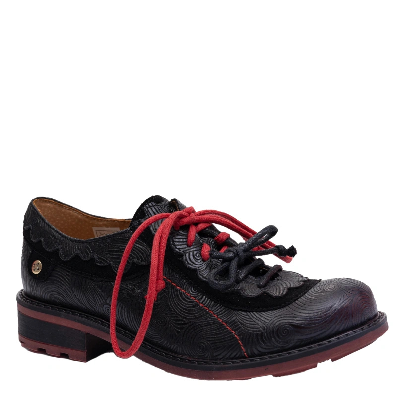 Maciejka Leather Women’s Shoes Elegant Black And Red 07600-08/00-1