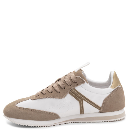 Maciejka Leather Lace-Up Sneakers Gold Details White Beige M7355-04/00-7