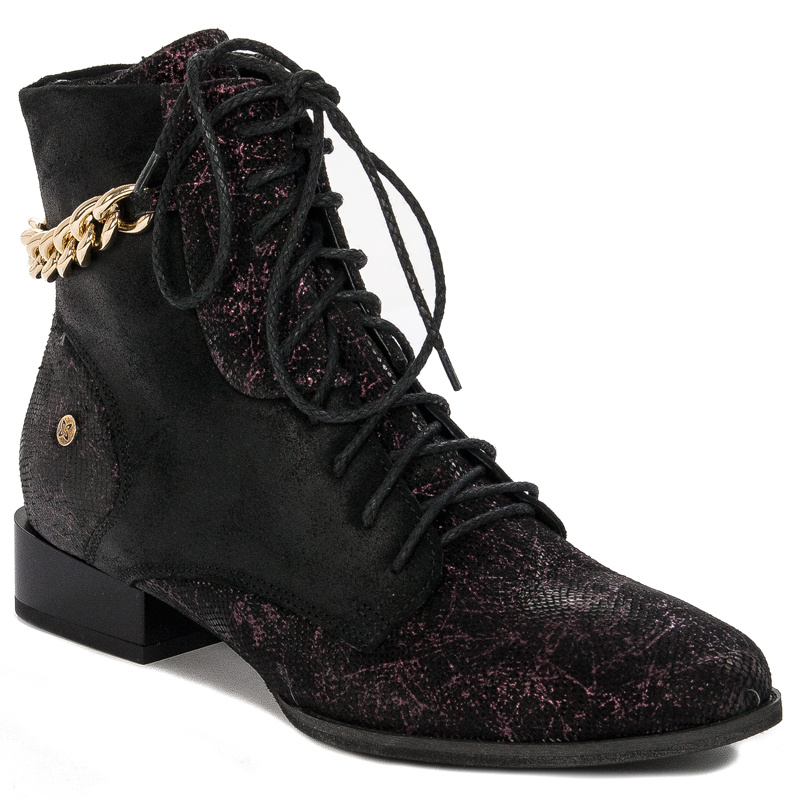 Maciejka Black and Burgundy Leather women's Boots 06193-01/00-7