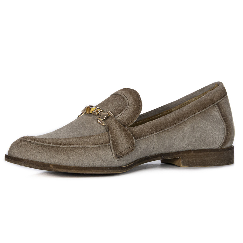 Maciejka Woman's Leather Dark Beige Flat Shoes