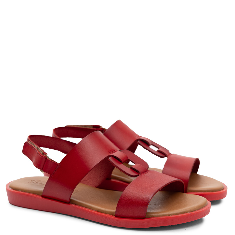 Maciejka Leather Sandals With Decorative Link Red E7403-08/00-0