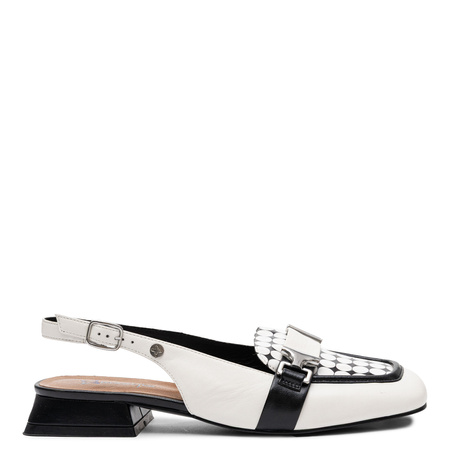 Maciejka Leather Slingback Loafers Square Black-White K7441-11/00-1