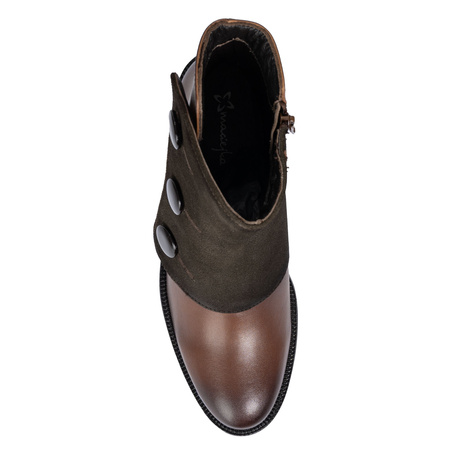 Maciejka Women’s Suede-Leather Ankle Boots with Asymmetric Flap Brown H7172-29/00-7