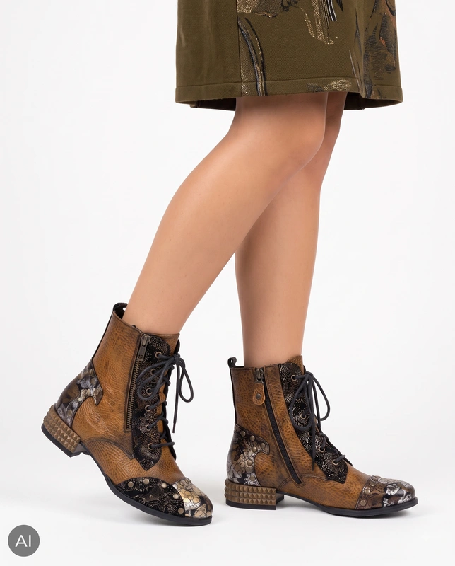 Maciejka Leather Multicolour Ankle Boots with Insulation 07613-07/00-8