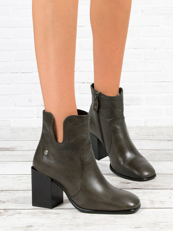 Maciejka Green Leather Women's Boots 05687-09/00-7