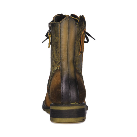 Maciejka Botki Skórzane Ocieplane Żółty 06719-07/00-8