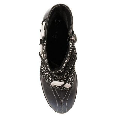 Maciejka Premium Leather Ankle Boots Block Heel Black Blue 05605-01/00-7