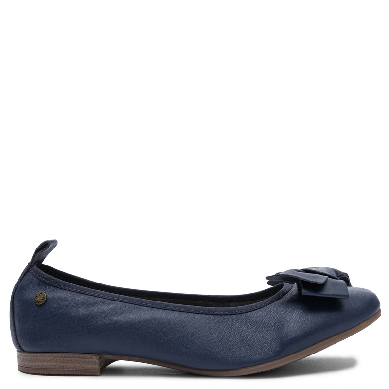 Maciejka Leather Ballerinas With Bow Flat Navy P6802-17/00-0