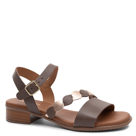 Maciejka Leather Sandals Decorative Artistic Strap Brown E7394-32/00-1