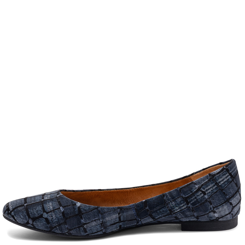 Maciejka Leather Ballet Flats Crocodile Texture Navy Blue 4100W-19/00-8