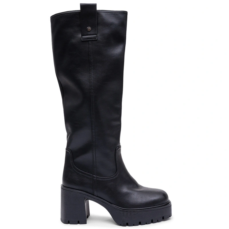 Maciejka Women’s Natural Leather Knee-High Boots Black 8 cm Heel K7693-01/00-7