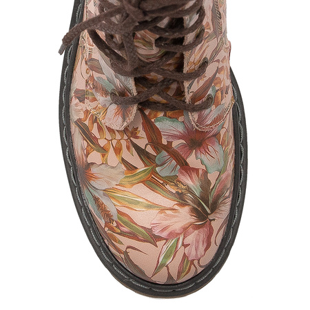 Maciejka Pink + Flowers Lace-up Boots 01609-15/00-6