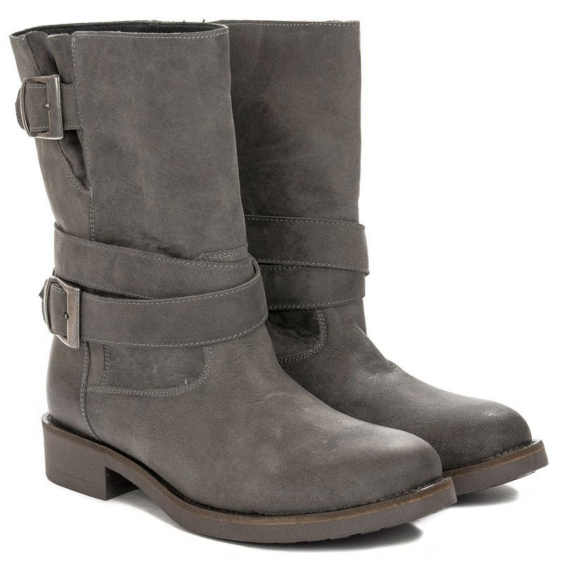 Maciejka Gray women's leather Knee-high Boots