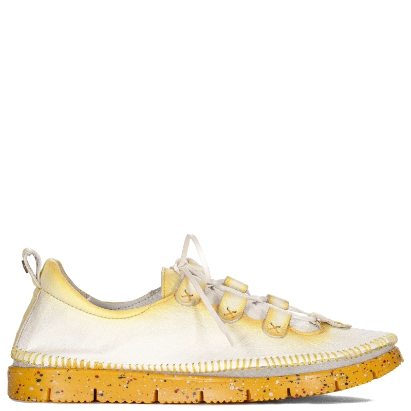Maciejka Women's White + Yellow Flat Shoes