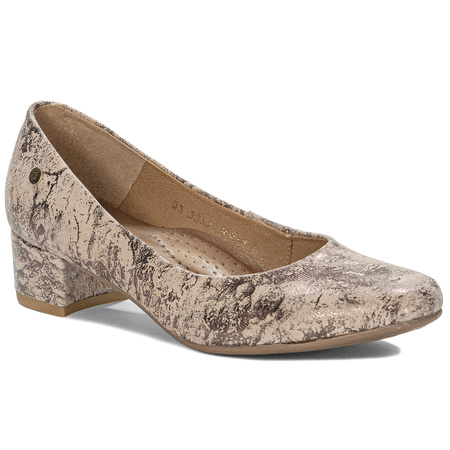 Maciejka Women's Leather Beige And Gold Pumps