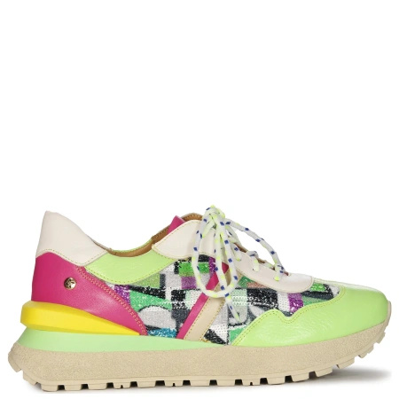 Maciejka Woman's Green Pink Leather Sneakers 06322-09/00-1