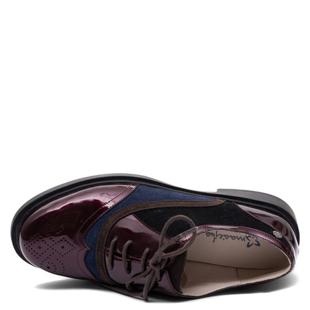 Maciejka Leather Shoes Elegant Multicolor Burgundy Navy Blue K7823-23/00-1