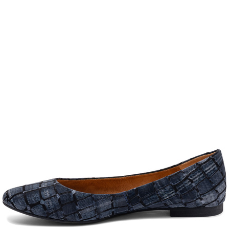 Maciejka Leather Ballet Flats Crocodile Texture Navy Blue 4100W-19/00-8