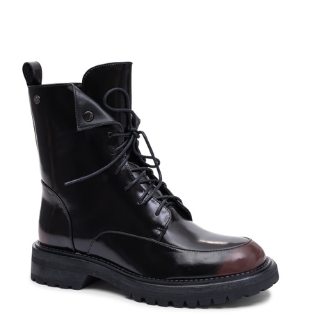 Maciejka Leather Insulated Lace-up Ankle Boots Burnished Black K7749-08/00-7