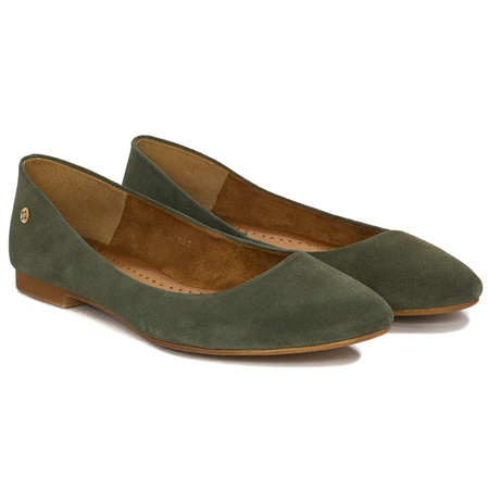 Maciejka Leather Ballet Flats Almond Toe Olive 04100-45/00-8