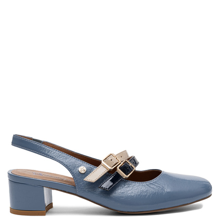 Maciejka Leather Mary Jane Double-Strap Block Heel 5 Cm Blue K7475-06/00-1