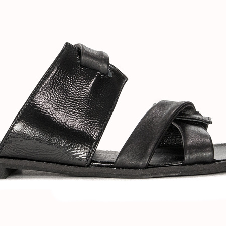 Maciejka Black Women's Leather Slides