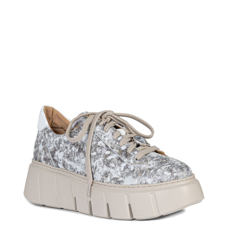 Maciejka Leather Platform Sneakers with Decorative Detail White-Grey-Copper 6891W-02/00-8