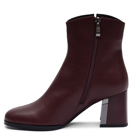 Maciejka Leather Ankle Boots Block Heel Burgundy K7203-23/00-8