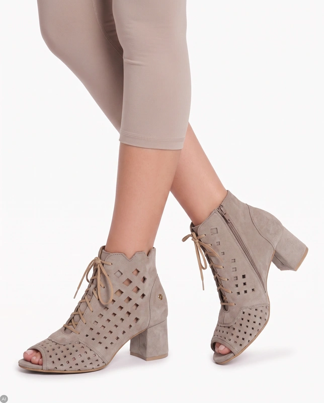 Maciejka Dark Beige Lace-Up Boots
