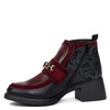 Maciejka Crafted Leather Ankle Boots Embossed Panel Black-Burgundy 07139-23/00-8