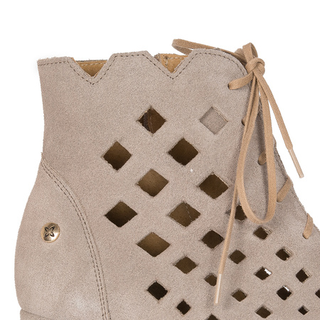 Maciejka Dark Beige Lace-Up Boots