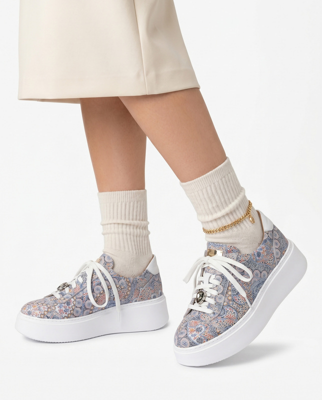 Maciejka Leather Platform Sneakers Multicolored Mandala 6191W-13/00-8